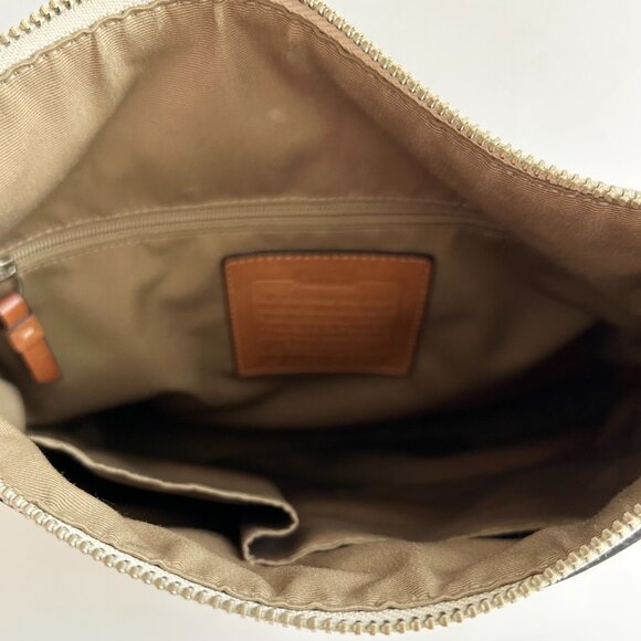 Coach Canvas Signature C Logo Shoulder Bag in Tan/Beige/Brown - Picture 8 of 16
